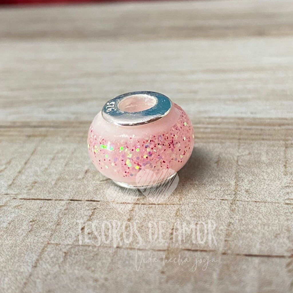 Charm plata liso con glitter