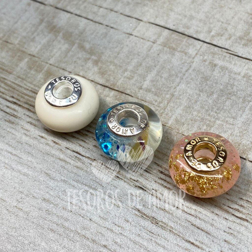 Charm plata leche materna, dientes, glitter y lámina de oro