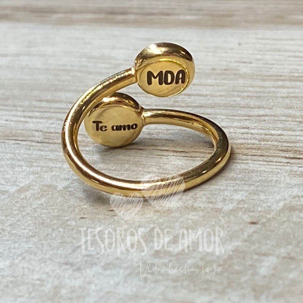 Anillo doble chapa de oro grabado